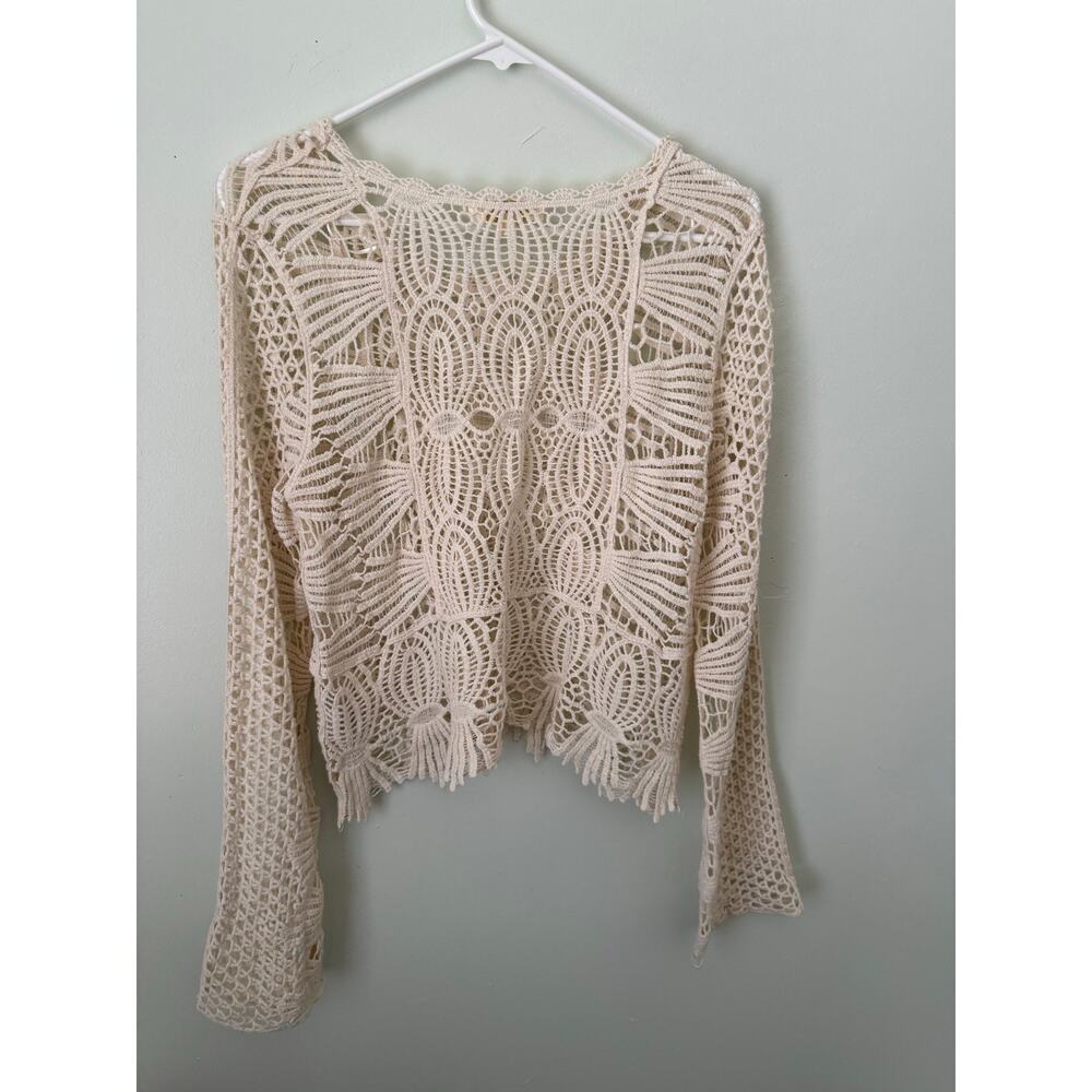 Rebellion Bohemian Chic Open Knit Seashell Sweater 100% Cotton Western Festival - Picture 3 of 8